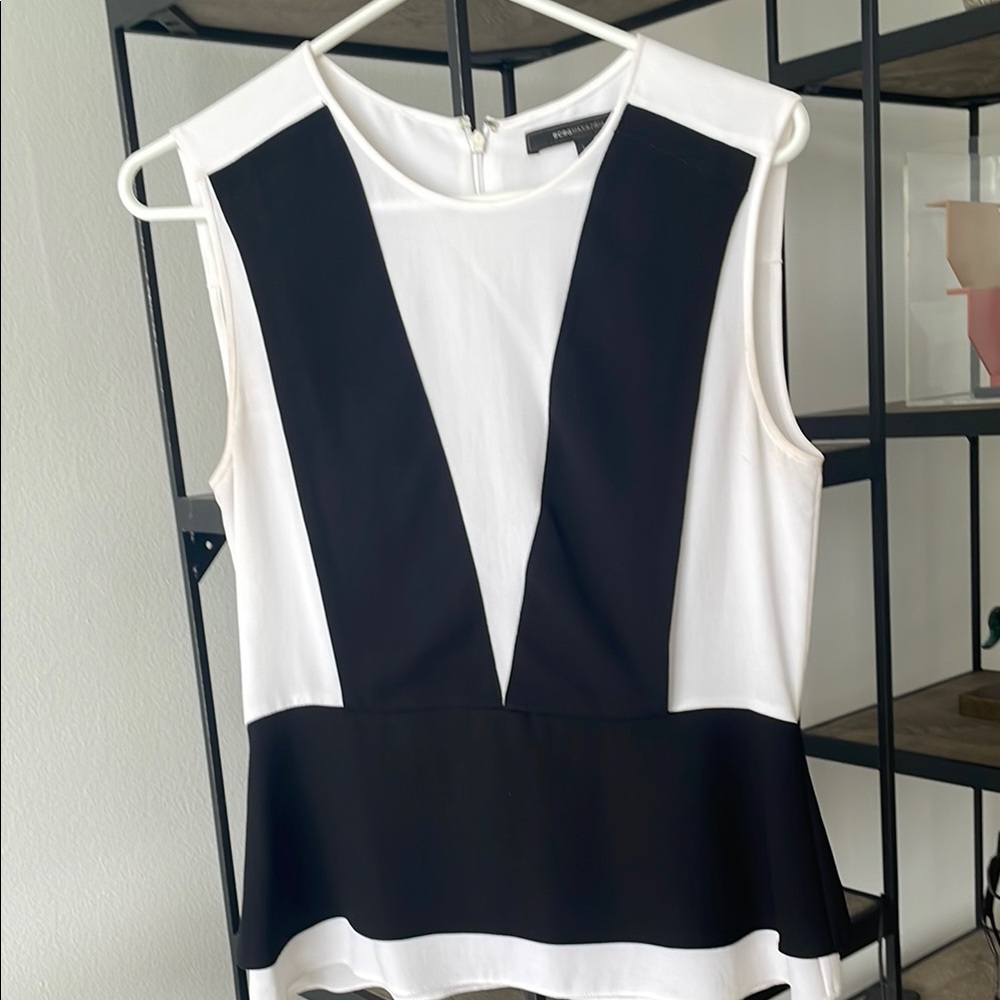 Black and White Sleeveless Top
